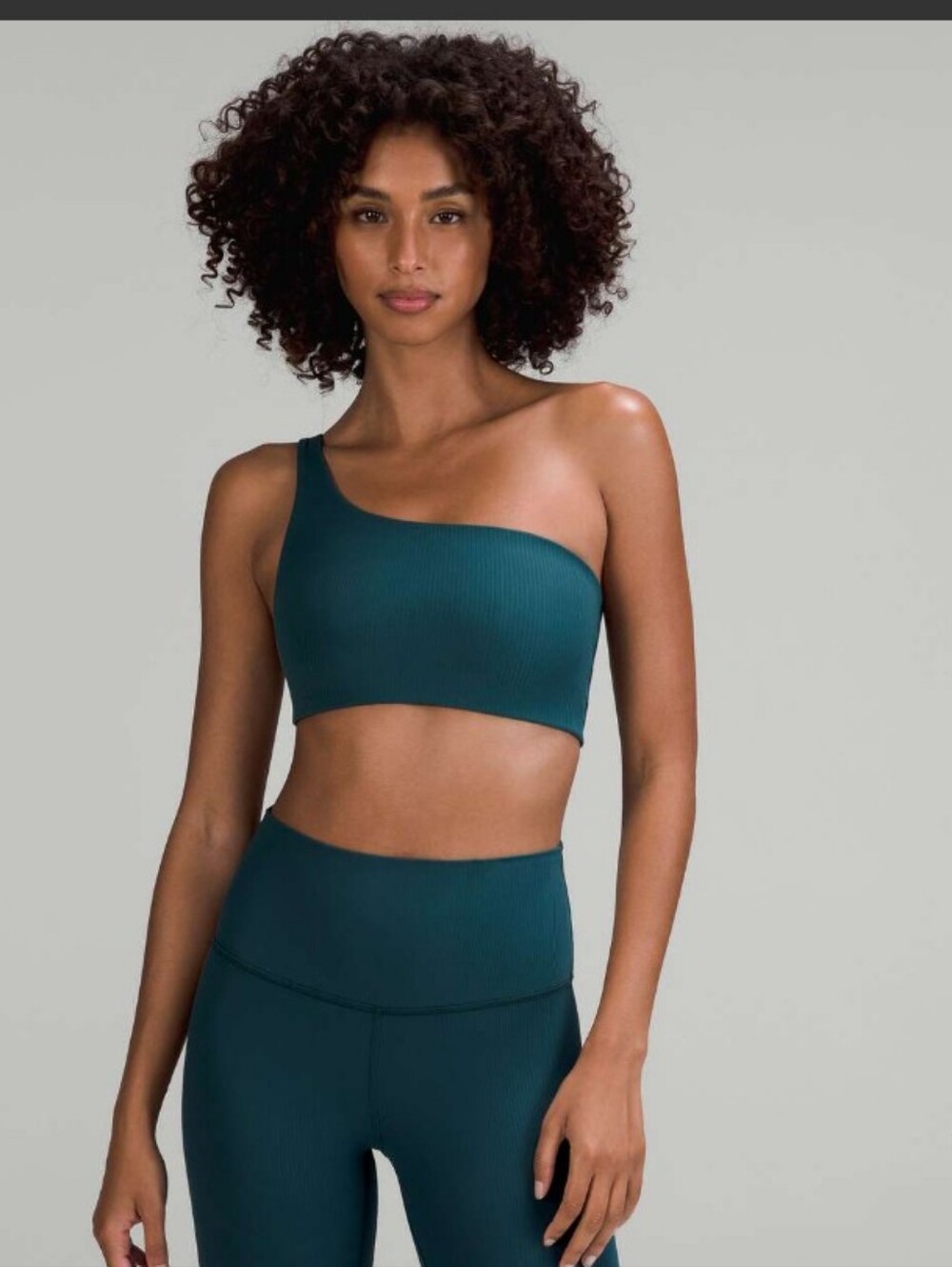 Lululemon Athletica Green Jasper Ribbed Nulu Asymmetrical Yoga Bra